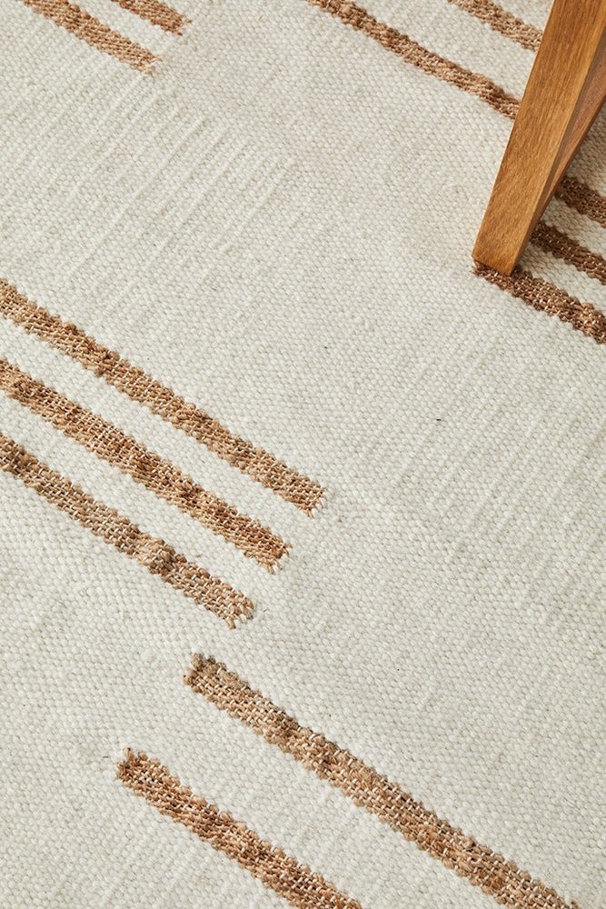 Handwoven Kilim Wool Rug 8×10 – Modern Flat weave Stripe Rug For Living Room