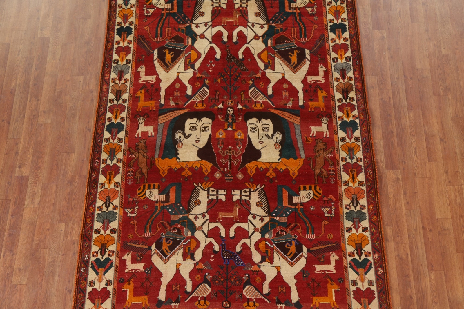 Vintage Tribal Pictorial Kasshkoli Area Rug 6×8 Wool Hand-made Traditional Ru