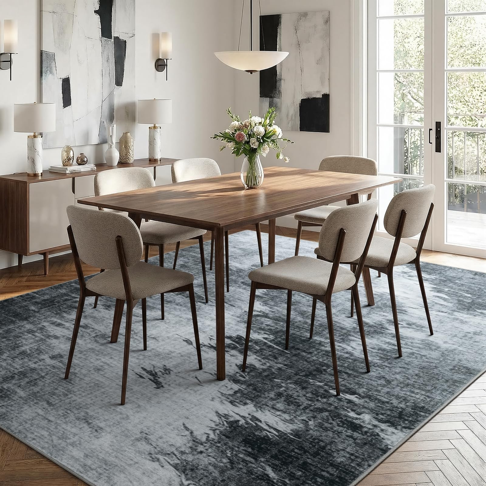 Washable 8×10 Area Rugs for Living Room, Large Modern Abstract Soft Low Pile …
