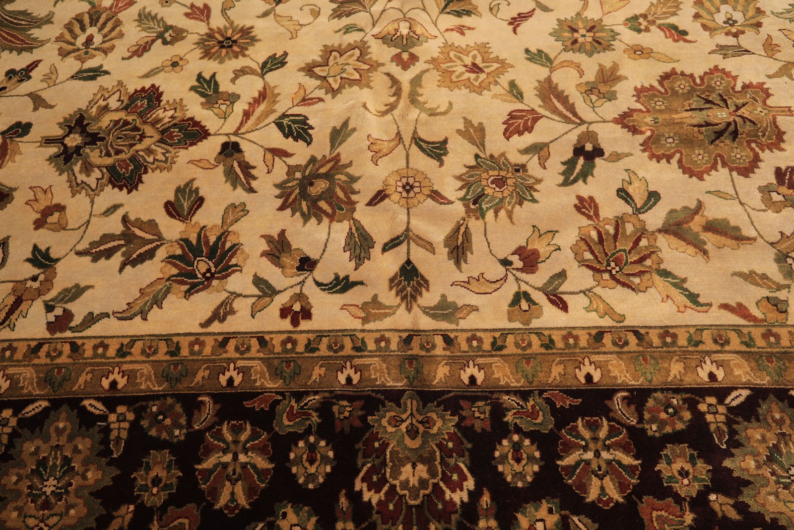 11’9”x17’10” Hand Knotted Wool Beige, Maroon Agra Botanical Kalaty Rug