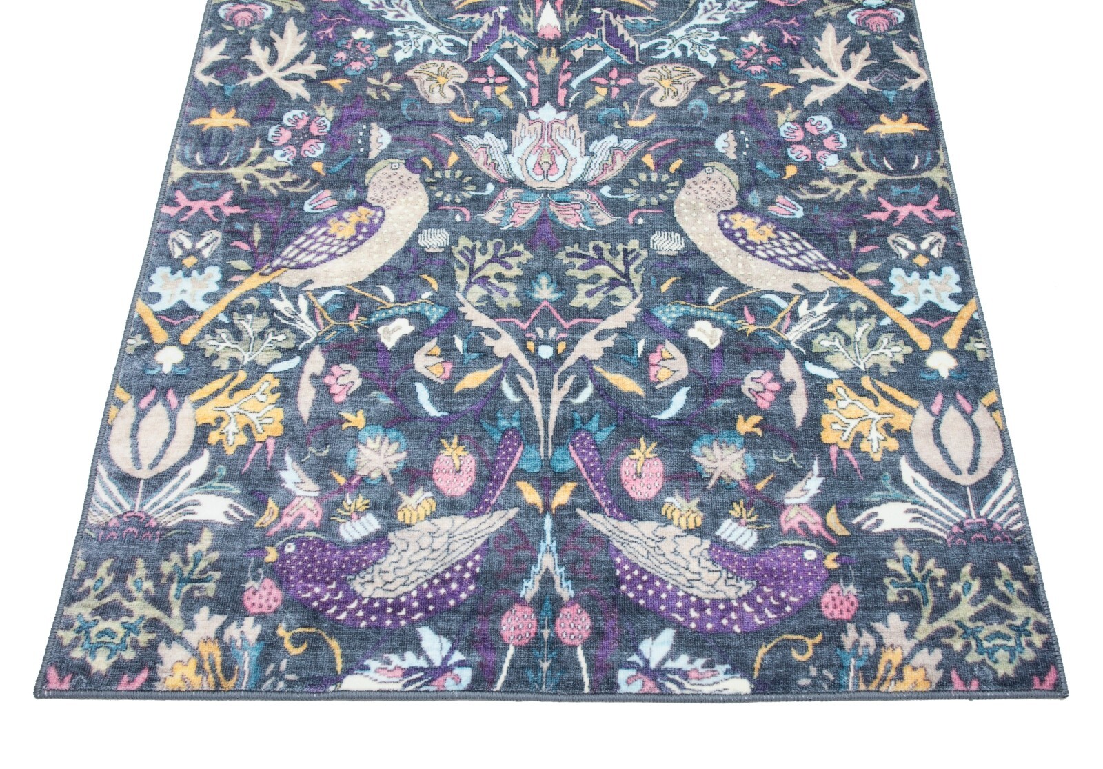 Gray William Morris Premium 1/4″ Pile Ultra Soft Non-Slip Padded Backing Rugs