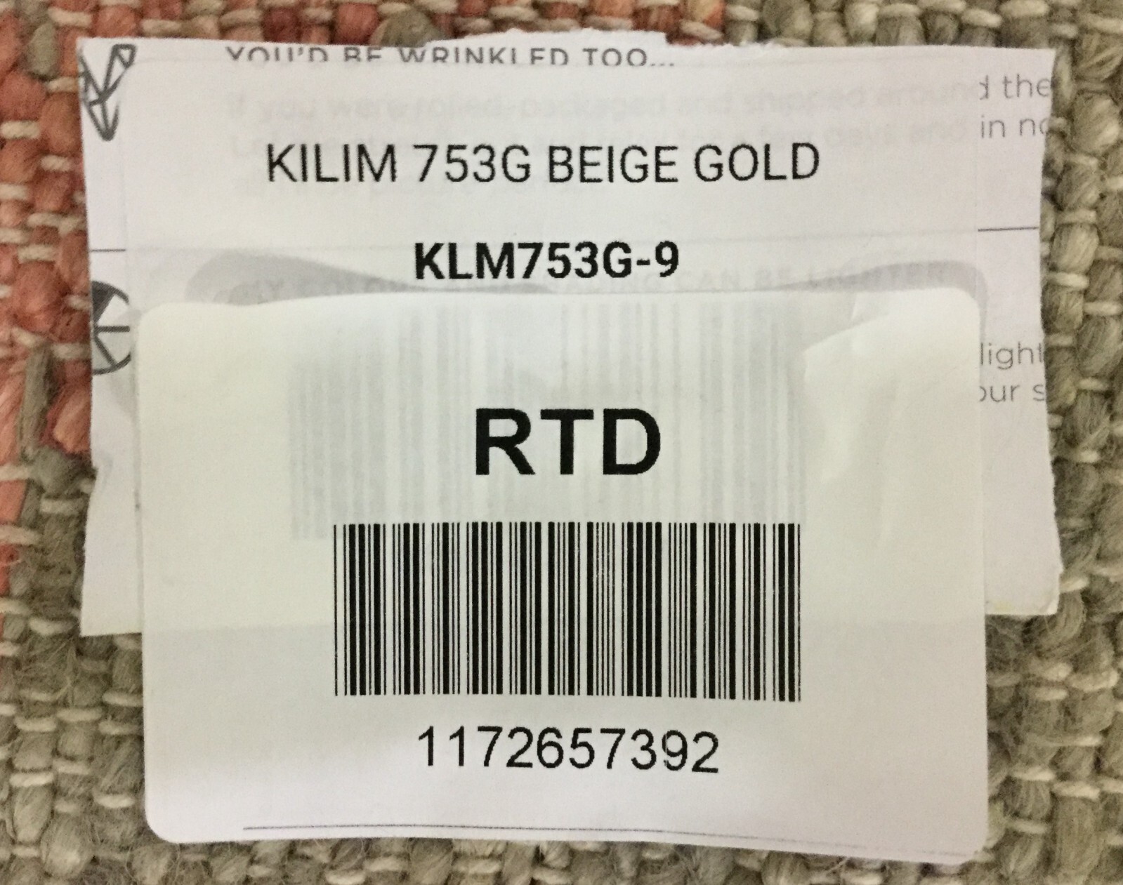 BEIGE / GOLD 9′ X 12′ Pulled Thread Rug, Reduced Price 1172657392 KLM753G-9