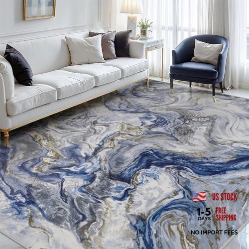 9×12 Area Rugs for Living Room, Modern Abstract Rug for Bedroom, Contemporary