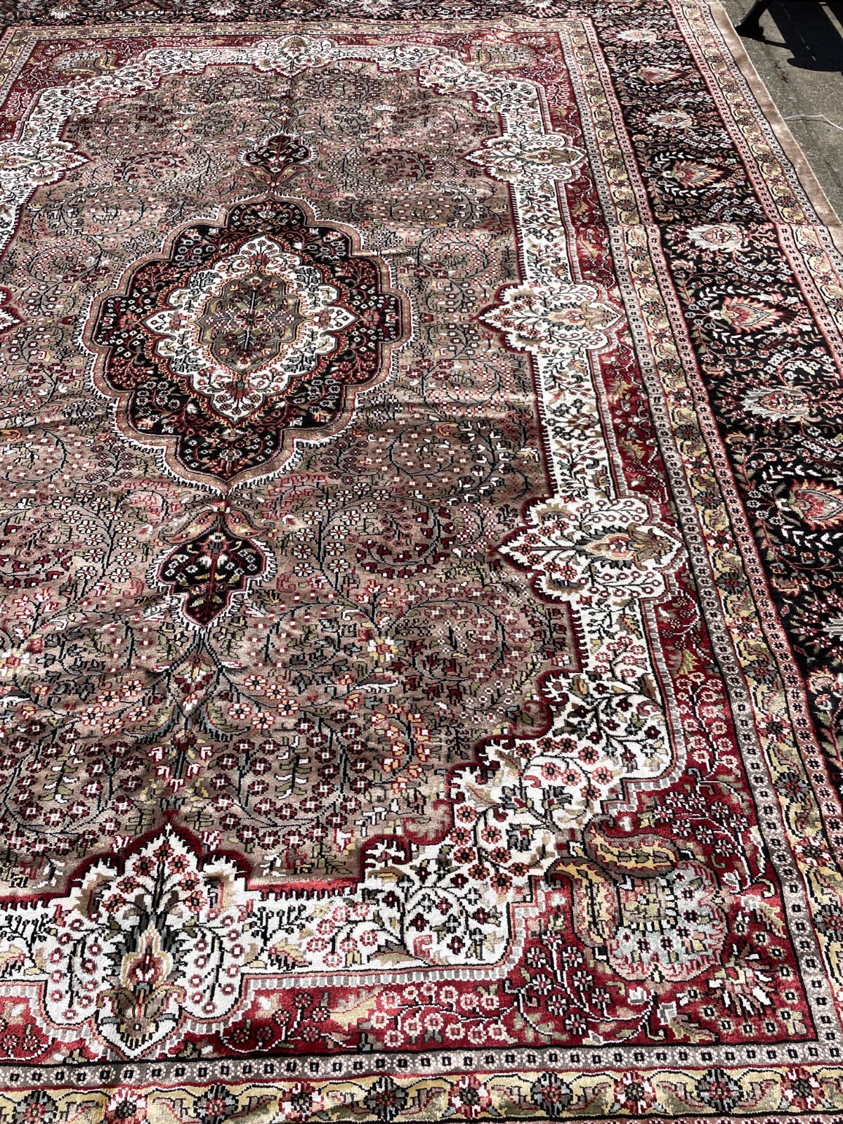 Hand-Woven Silk and Wool Area Rug, 9.1′ x 12.8′