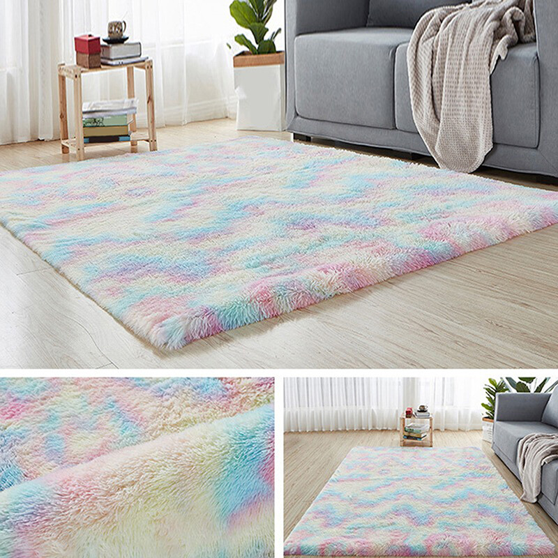 Carpet Plush Tie-dye Mats Beautiful Shaggy Rugs Bedroom Floor Fluffy Area Rugs
