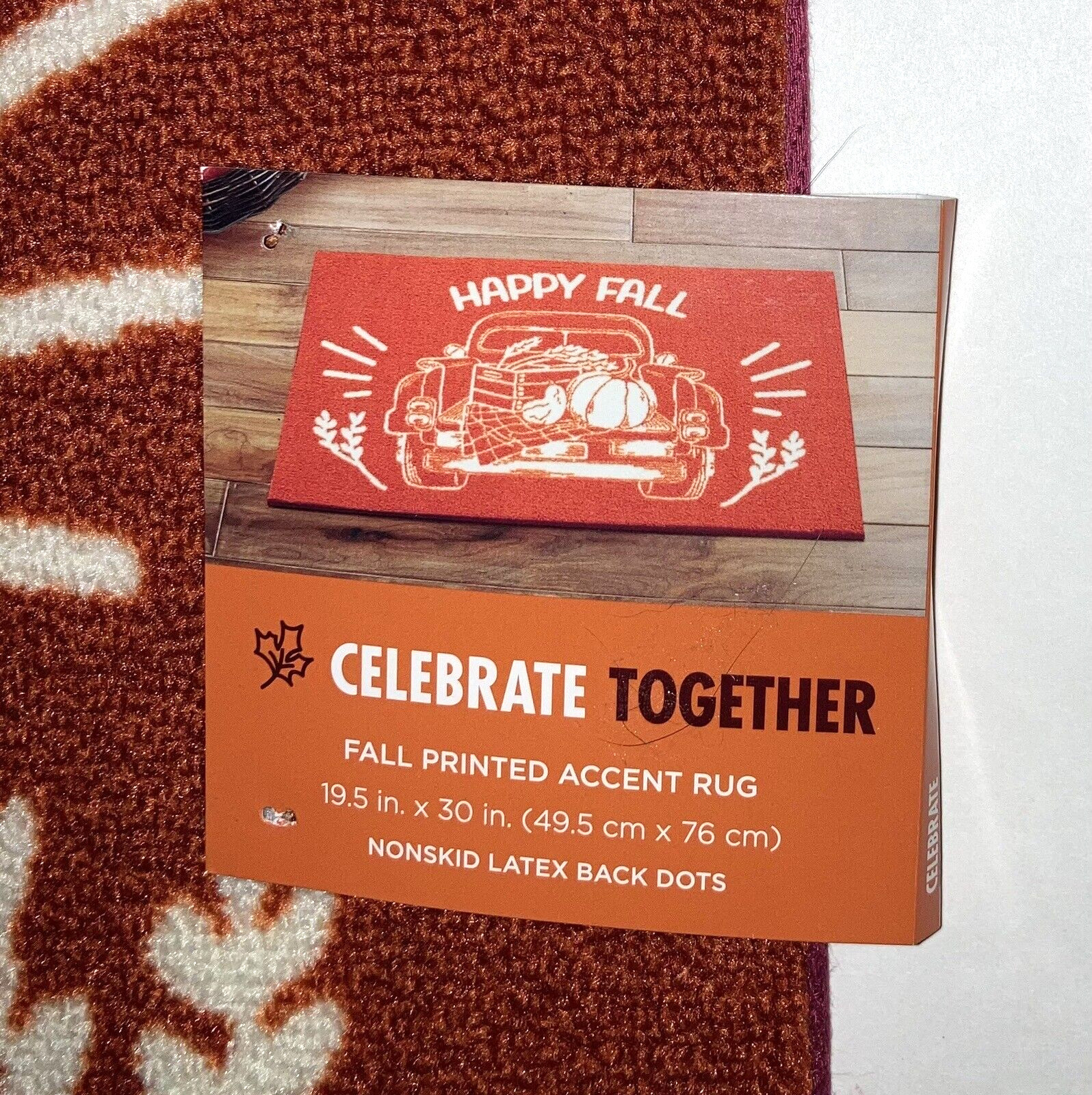 CELEBRATE TOGETHER Fall Printed Accent Rug 19.5″ x 30″ w/ Nonskid Latex Backing