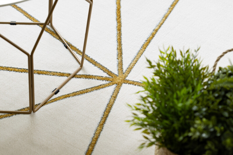 Modern Exclusive Rugs ” Emerald ” Mosaic Geometric Glamour Cream Gold Soft