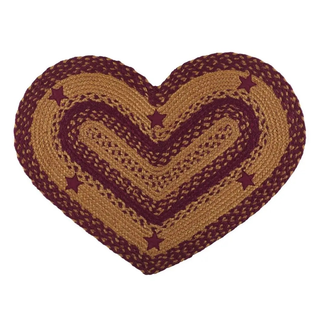 Star Wine Braided Area Rug By IHF Rugs. Oval & Rectangle. Many Sizes. Red/Tan