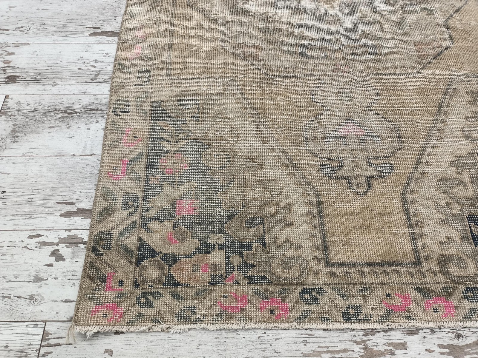 Antique Oushak Rug Vintage Multicolor Handknotted Wool 4.1×7.5 Ft Area