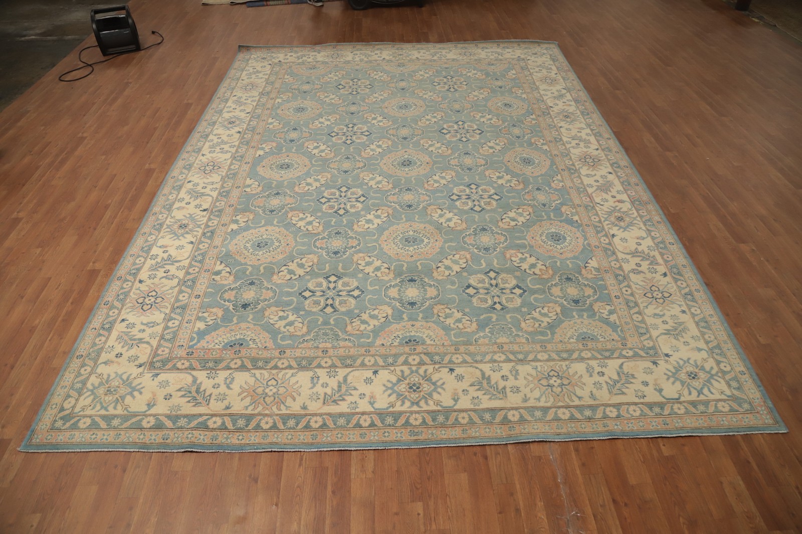 Vegetable Dye Super Kazak Area Rug 10×14 Handmade Living Room Light Blue Carpet