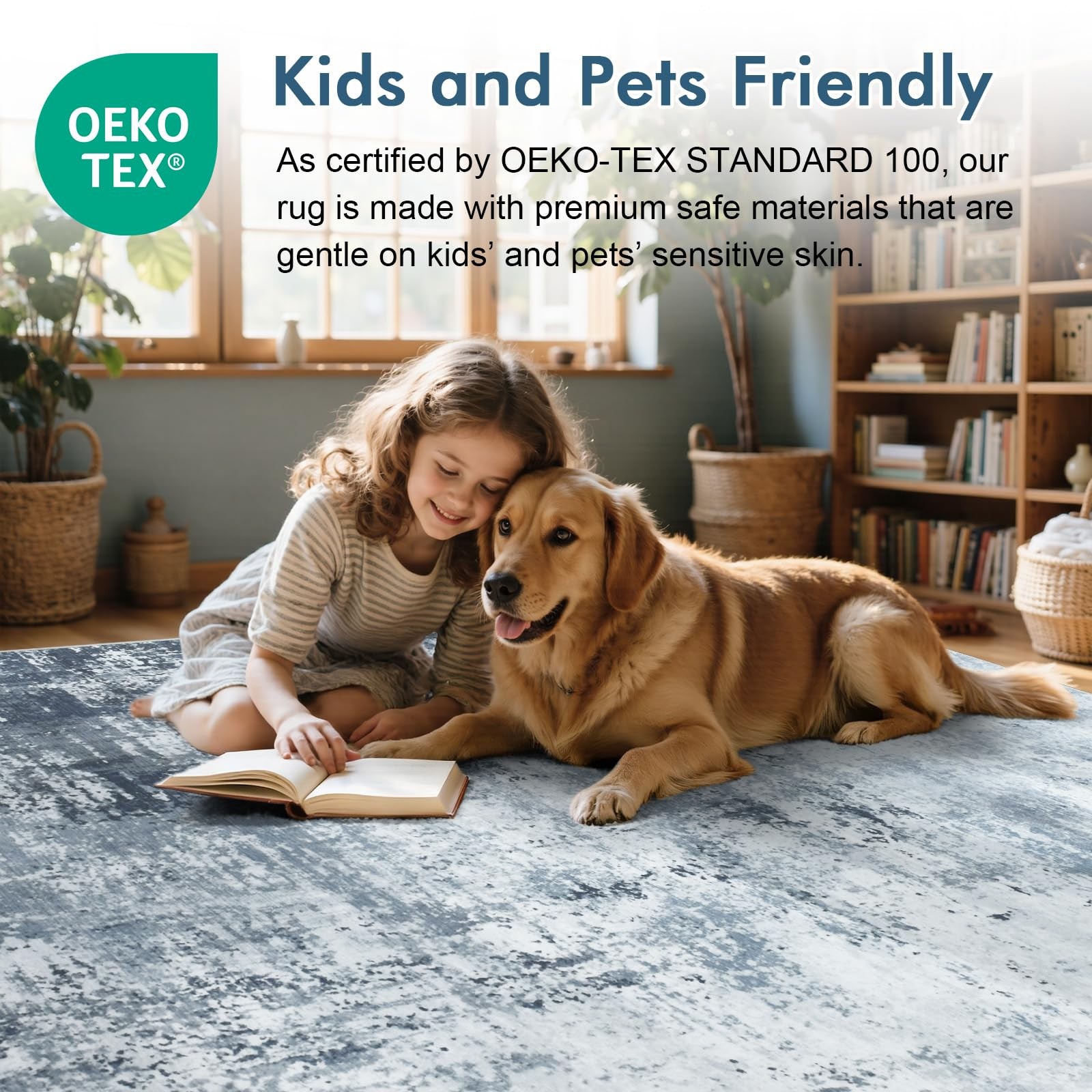 6×9 Ft Large Area Rugs for Living Room, Soft Non-Slip Washable Rugs Modern Ab…