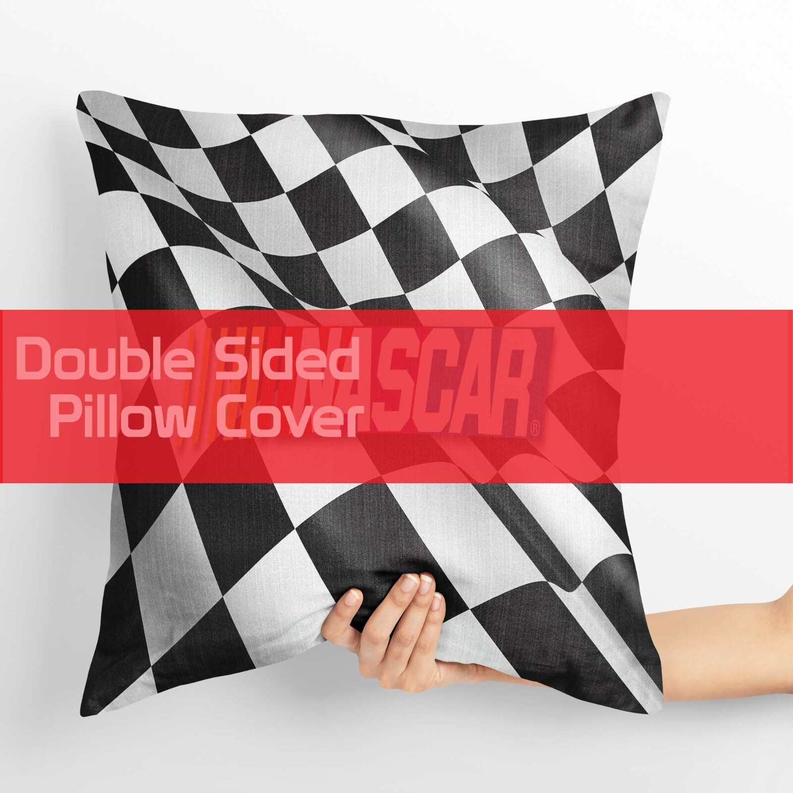 NASCAR Pillow Cover, Racing Decor, Checkered Flag, Car Lover Gift, Race Fan Gift