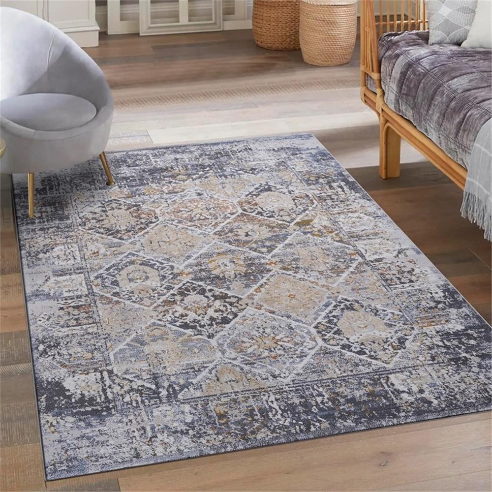Bunyan Collection Traditional Vintage Cream/Anthracite Area Rug (7’9” x 10′)