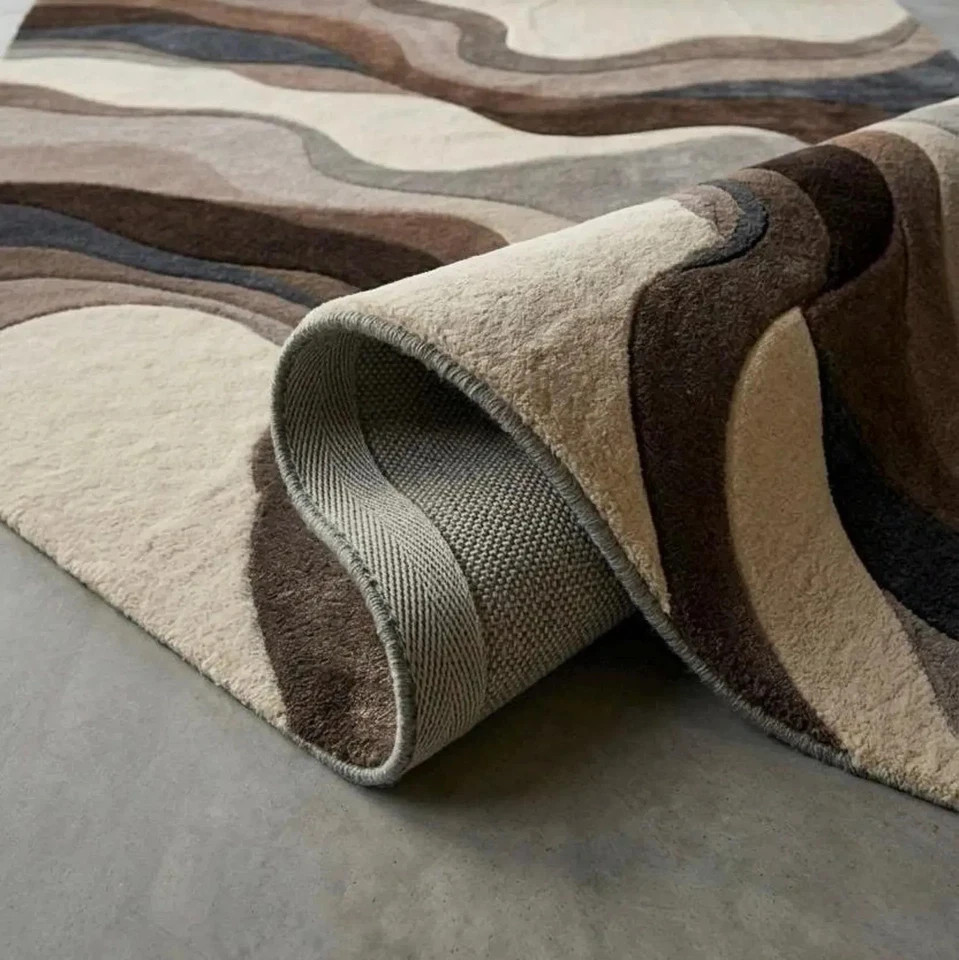 Hand Tufted Wool Abstract Rug New Zealand Wool Area Carpet Modern Organic Design