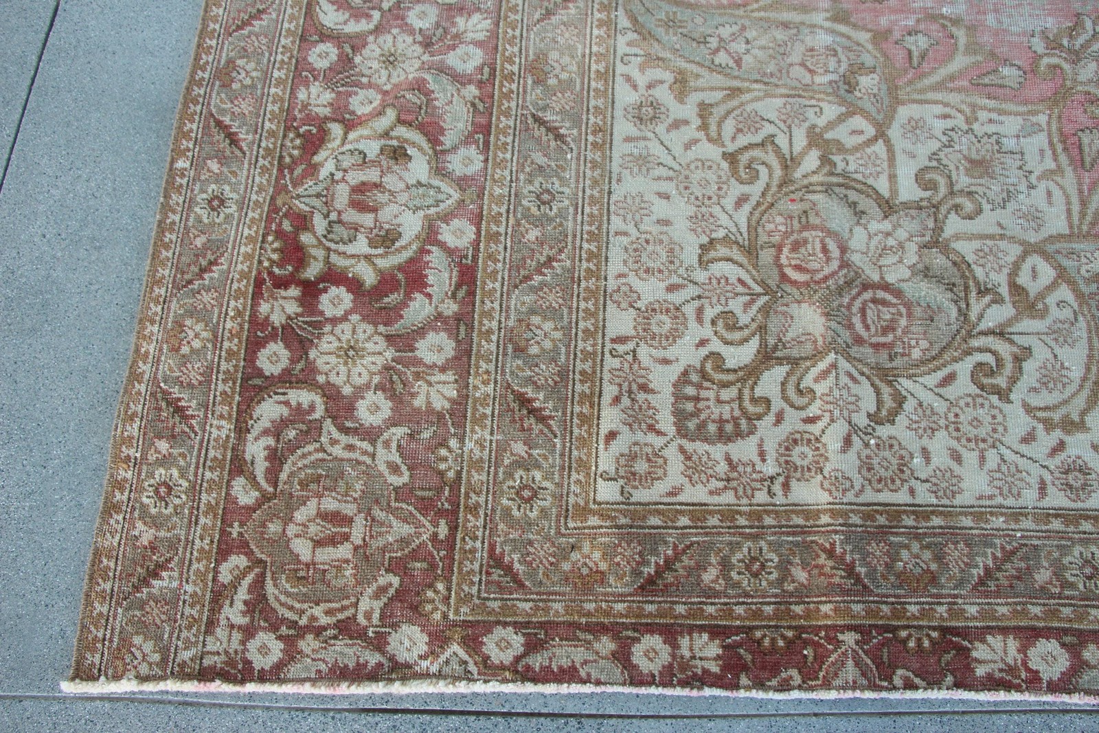 Turkish Oversize Rug 10,8×12,2 ft (328×373 cm), Vintage Pink Camouflage Wool Rug