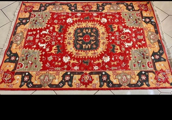 Nourison Nourmak 5.5′ x 4′ Hand Woven Wool Olive Flatweave Reversible Rug