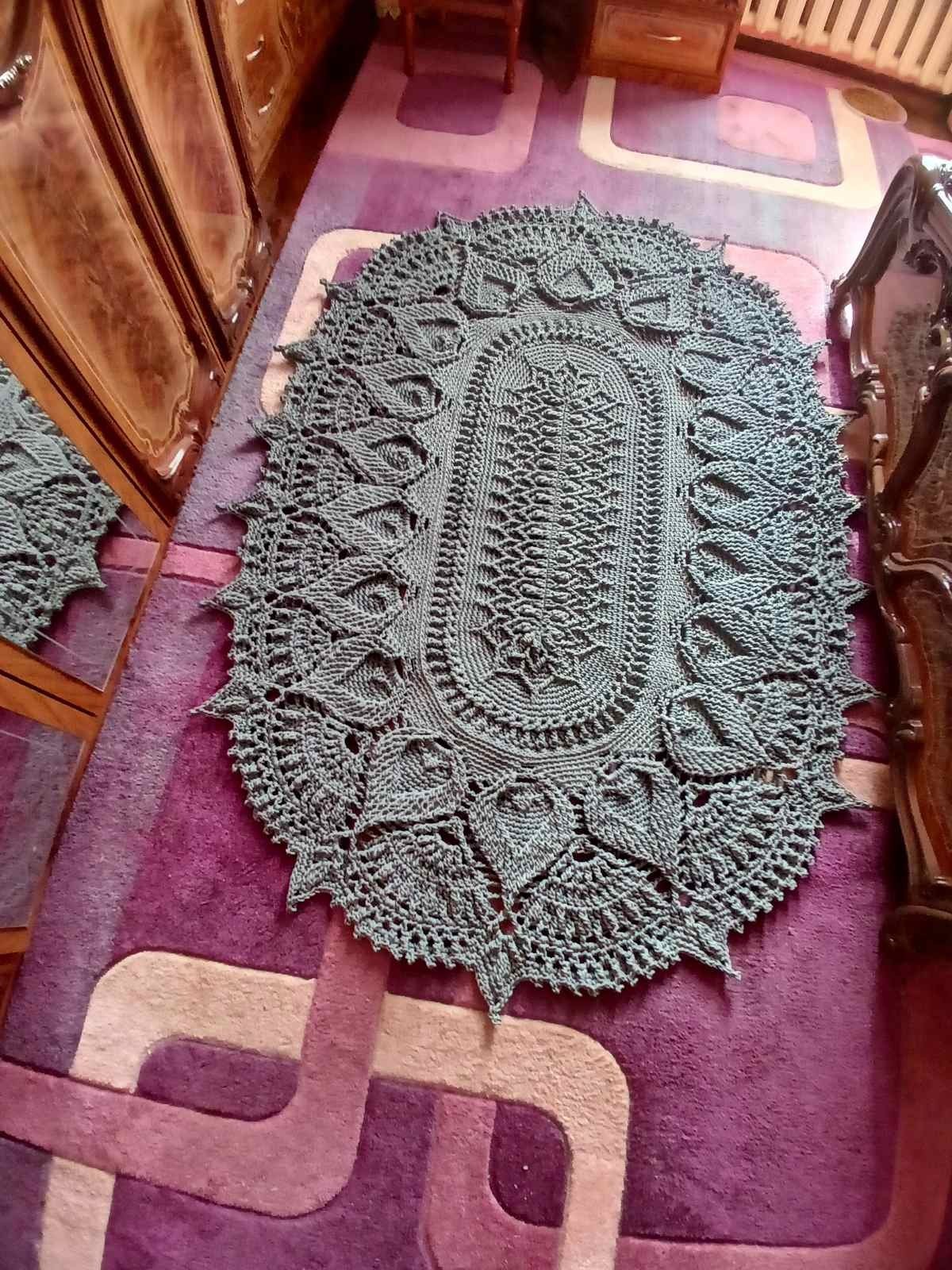 Hand Knitted Rug 86.6”x63” Polyester Handmade