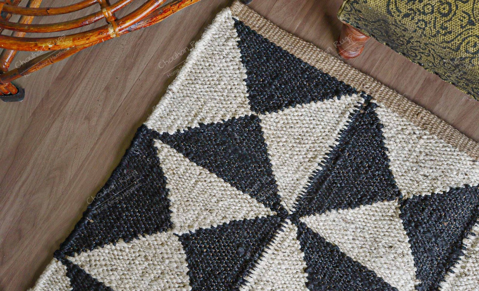 4×6 Ft Thick Durable White and Black Natural Jute Hemp Handmade Tufted Area Rug
