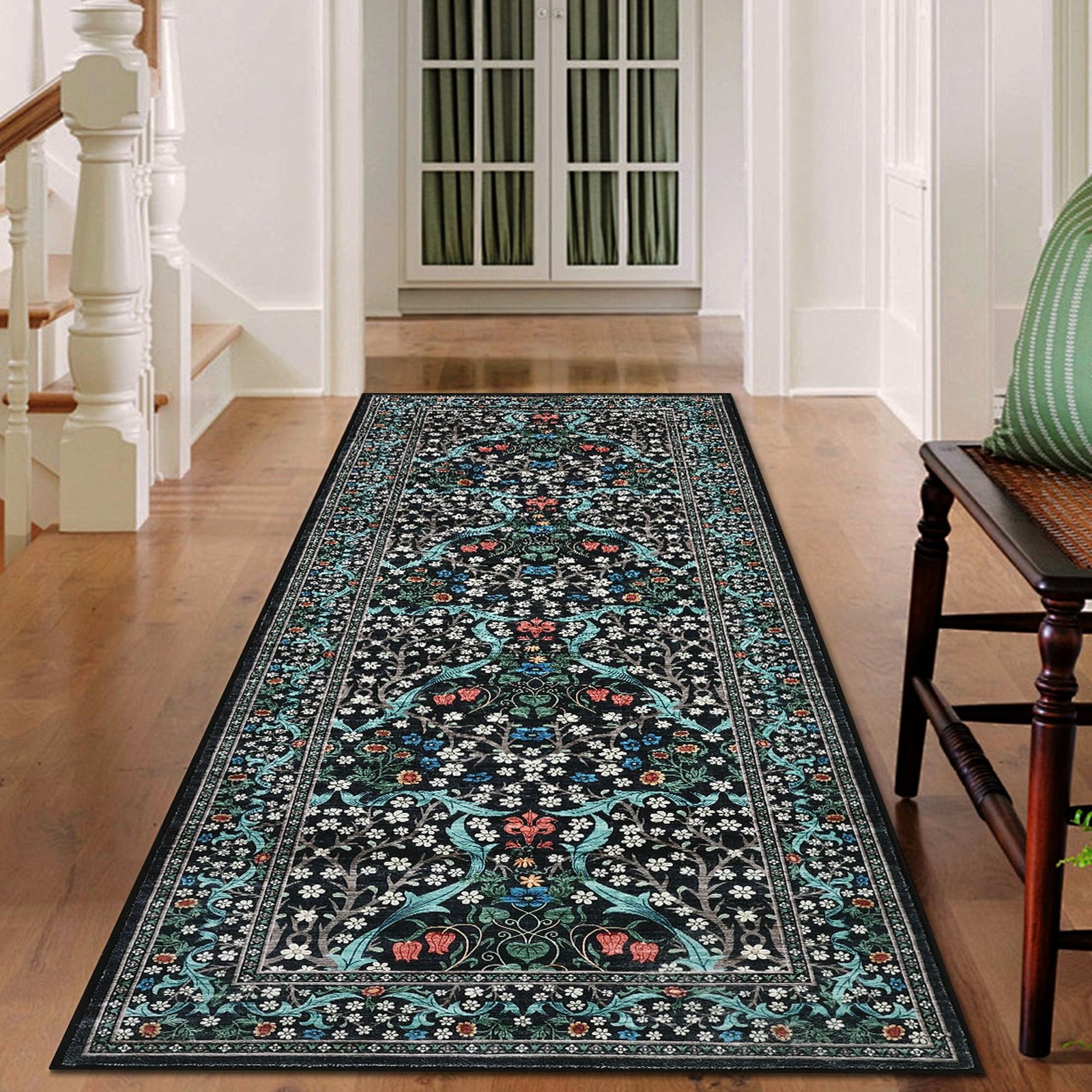 Kitchen 2×6 Runner Rug, Floral Washable Rugs for Hallways Non Slip Stain Resi…