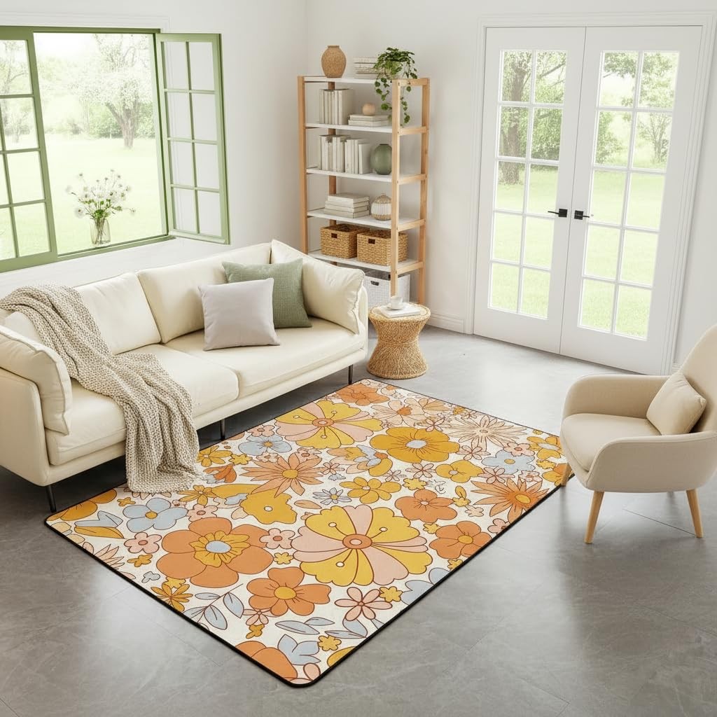 Erosebridal Hippie Flower Area Rug 66 X 411 For Bedroomgroovy Birthday