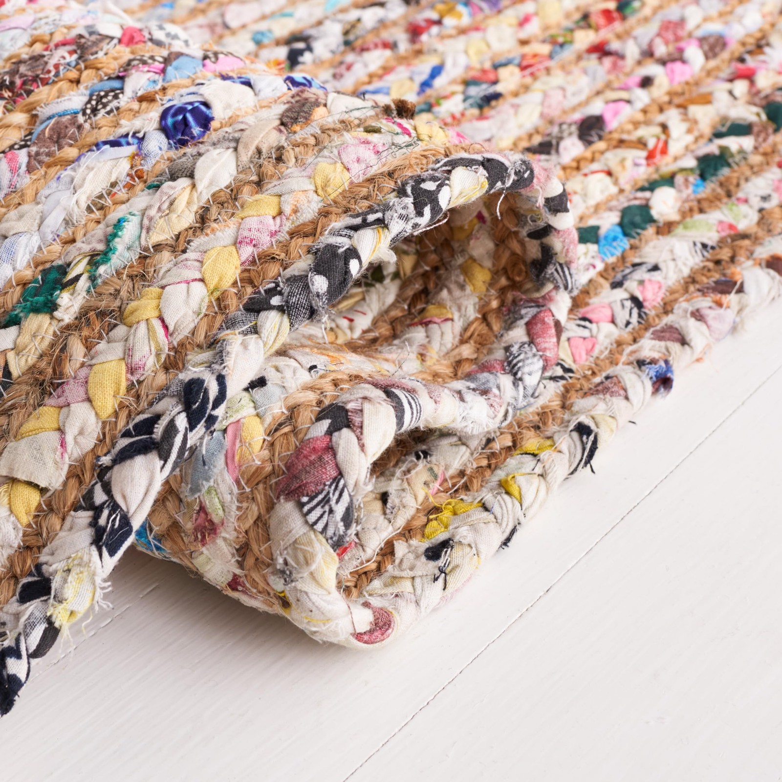 Area Rug 8′ Square – Cape Cod Collection – Beige & Multi, Handmade Jute & Cot…