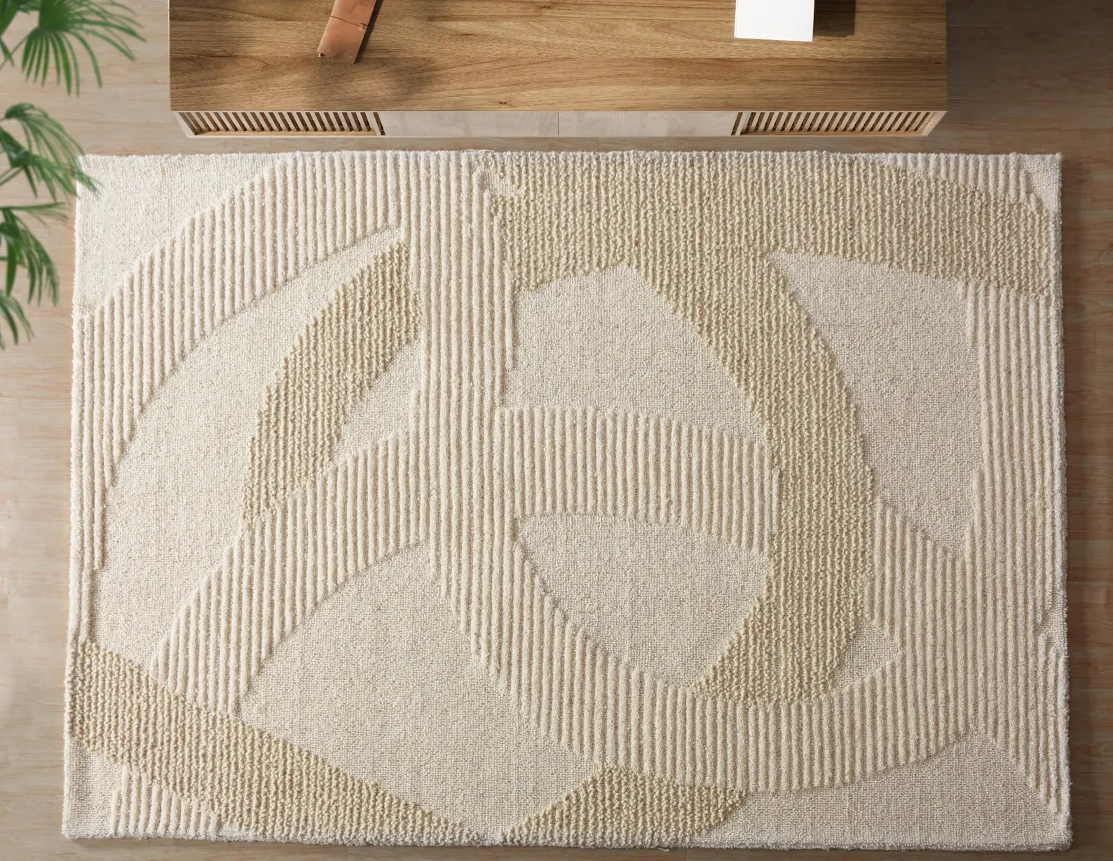 Handwoven Wool Rug, Neutral Geometric Area Rug, Scandinavian Minimalist Carpet