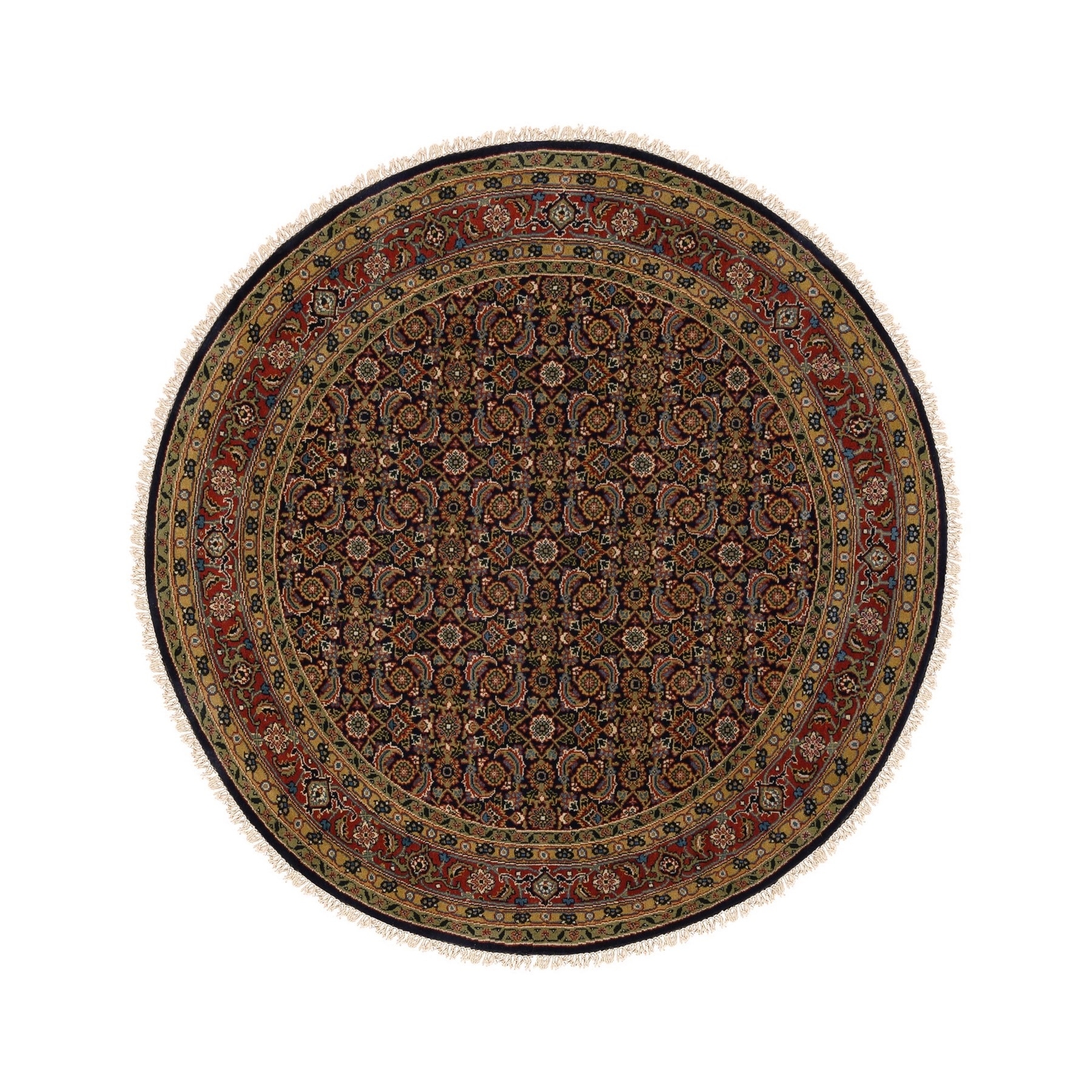 5’9″ x 5’9″ Round Blue All Over Herrita Design Hand Knotted Wool Rug R62349