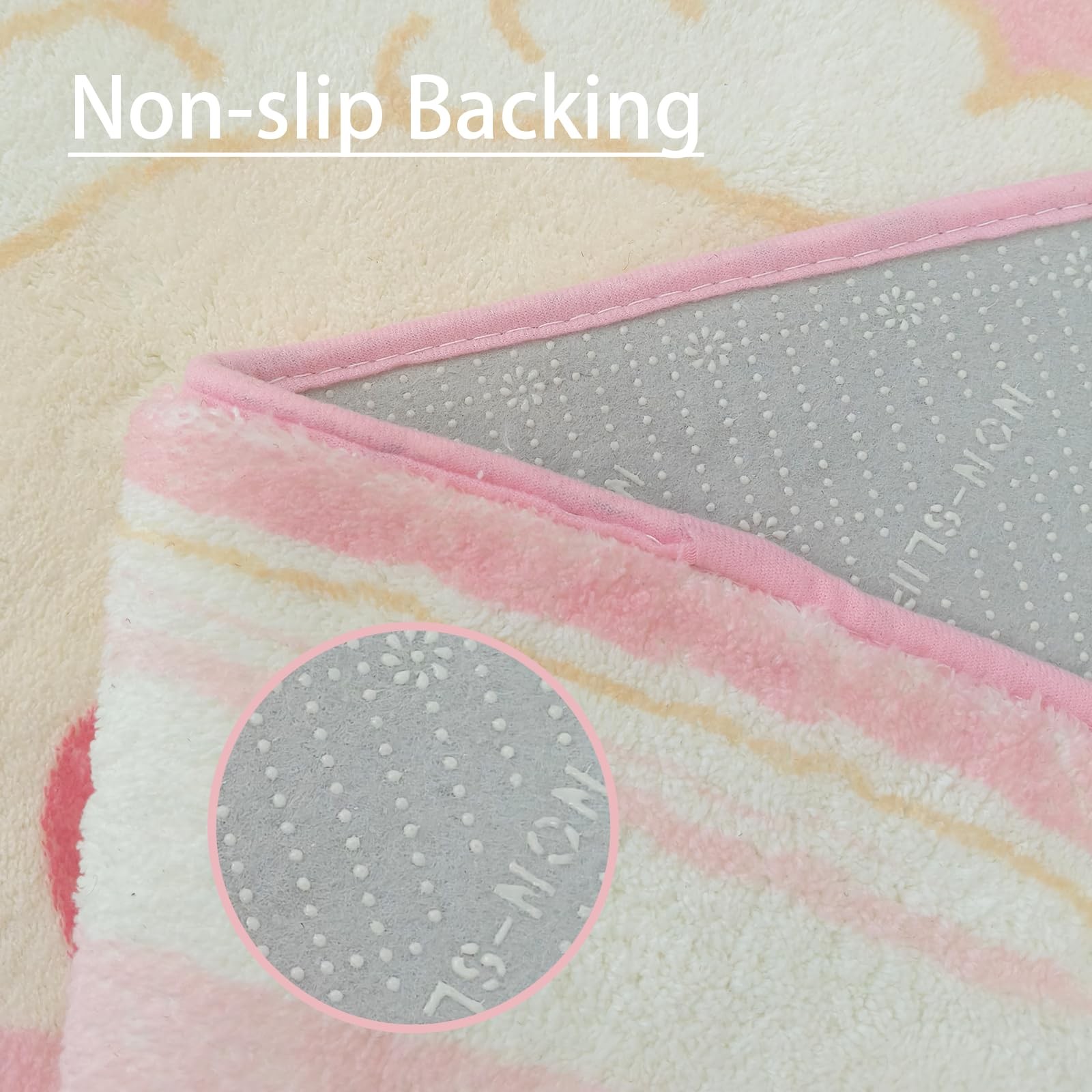 Pink Oval Runner Rug Heart Pink Rug Fluffy and Washable Throw Mat Cherry Bow …