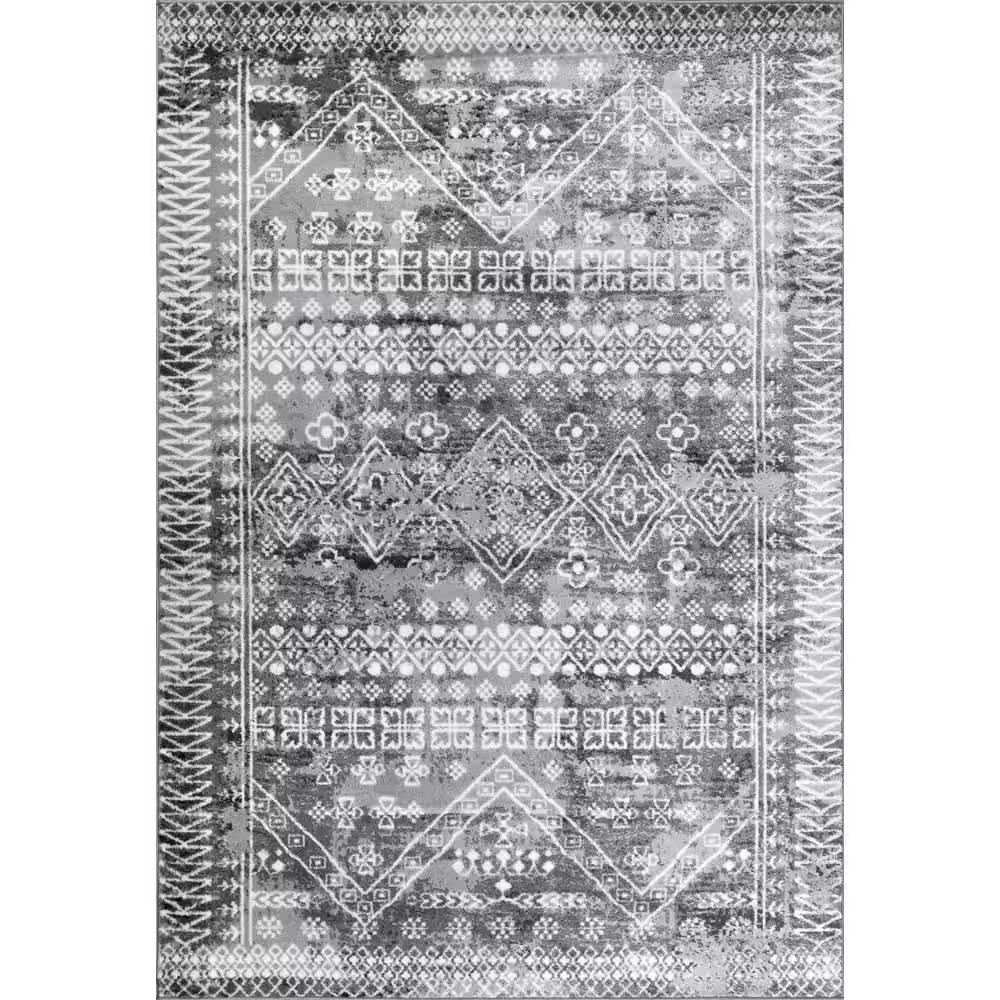 Frances Moroccan Stripes Light Gray Doormat 3 Ft. X 5 Ft. Area Rug NEW
