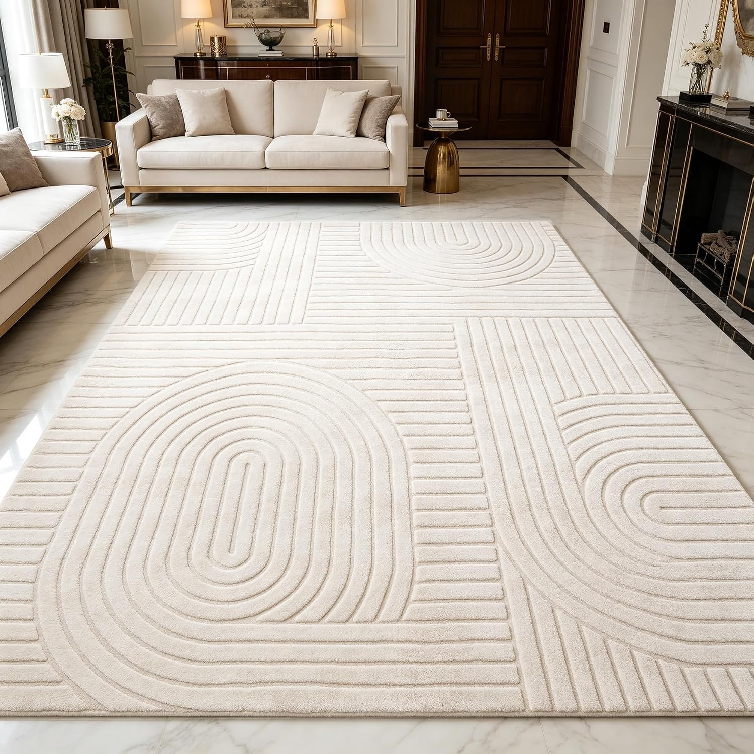Rug 8×10 Solid Color Microfiber Plush Fluffy Non-Slip Washable Durable
