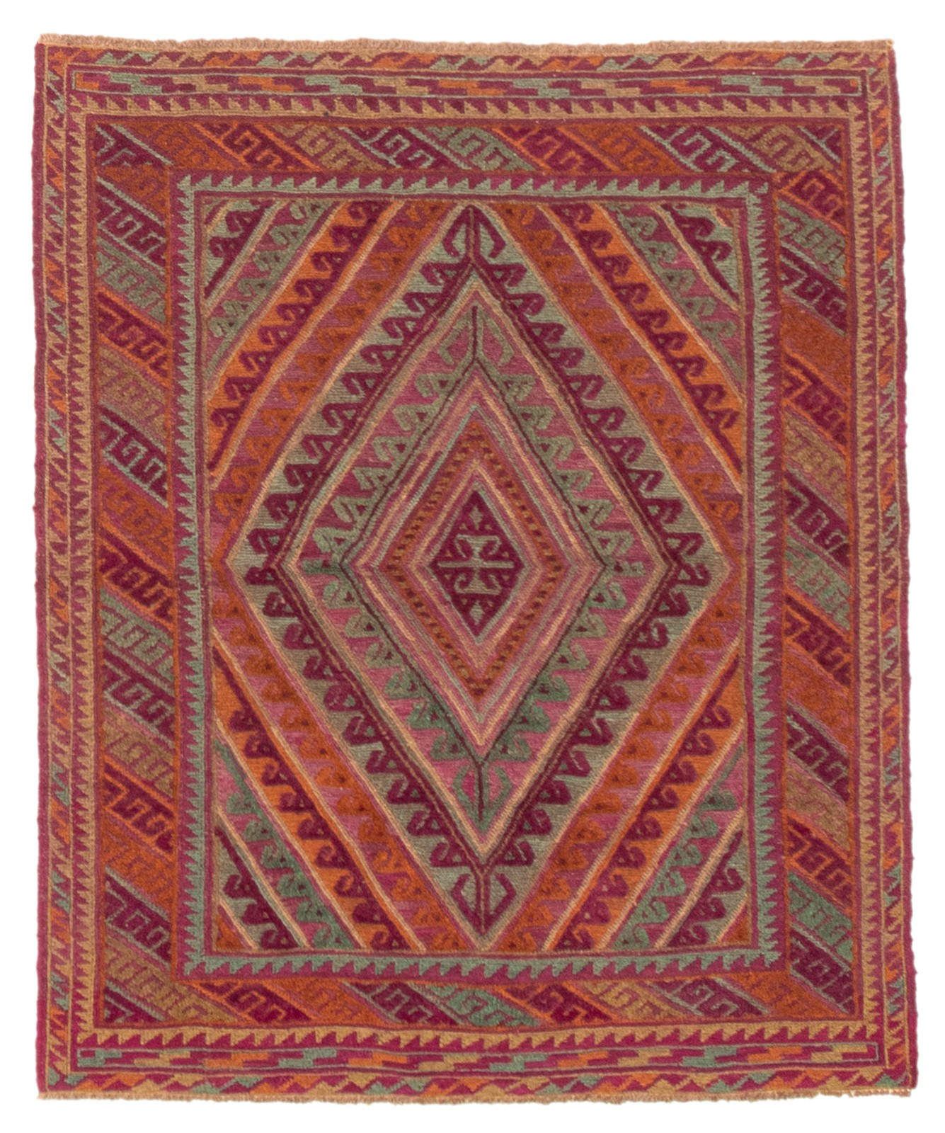 Vintage Hand-Knotted Carpet 3’8″ x 4’5″ Traditional Oriental Wool Area Rug