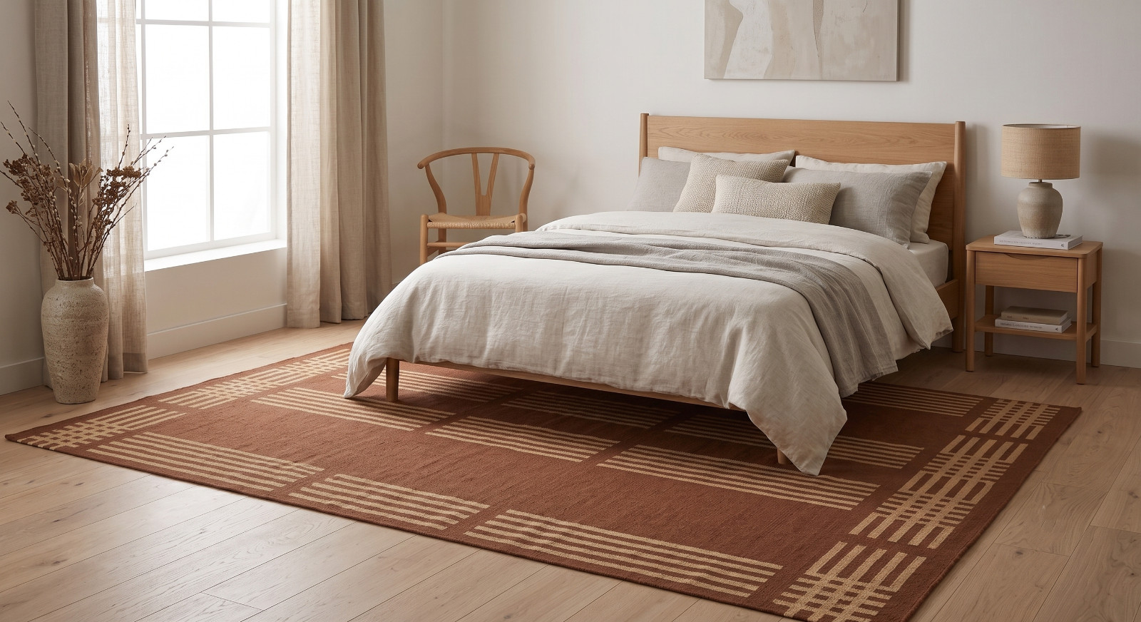 Swedish Flat Weave Rug Vintage Scandinavian Kilim Rug 5×8 Ft Home Décor