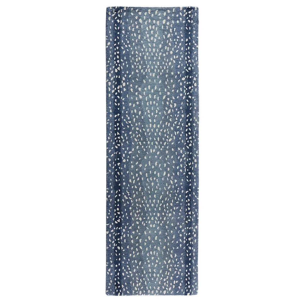 Antelope Blue Wool Tufted Area Rug – Modern Animal Print Design for Living Room