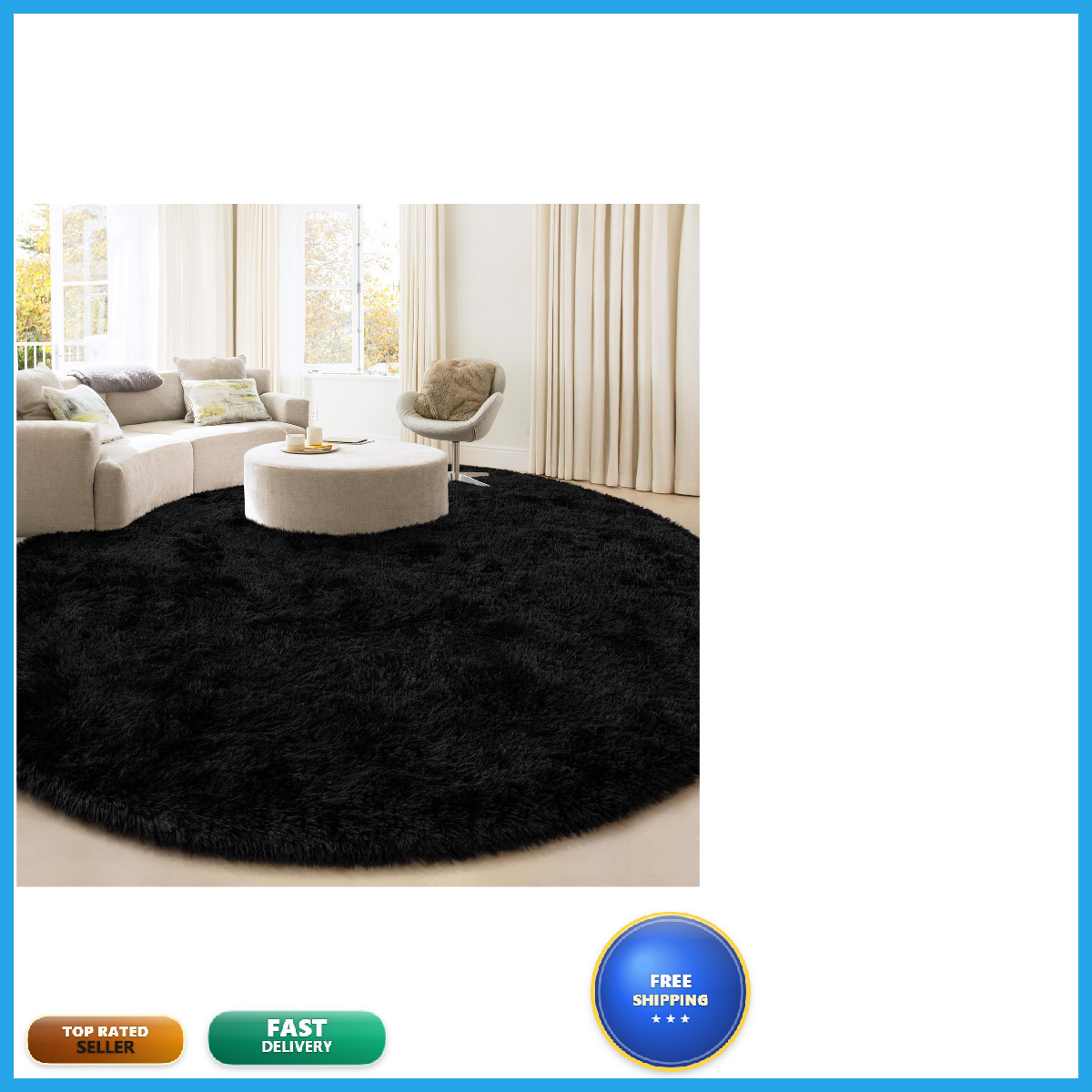 Kixinwa Large Round Area Rug For Living Room 7X7 Fluffy Soft Circle Rugs For