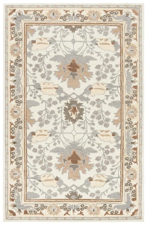 Arts & Crafts William Morris Style Hand-Hooked Wool Gray Area Rug *FREE SHIPPING