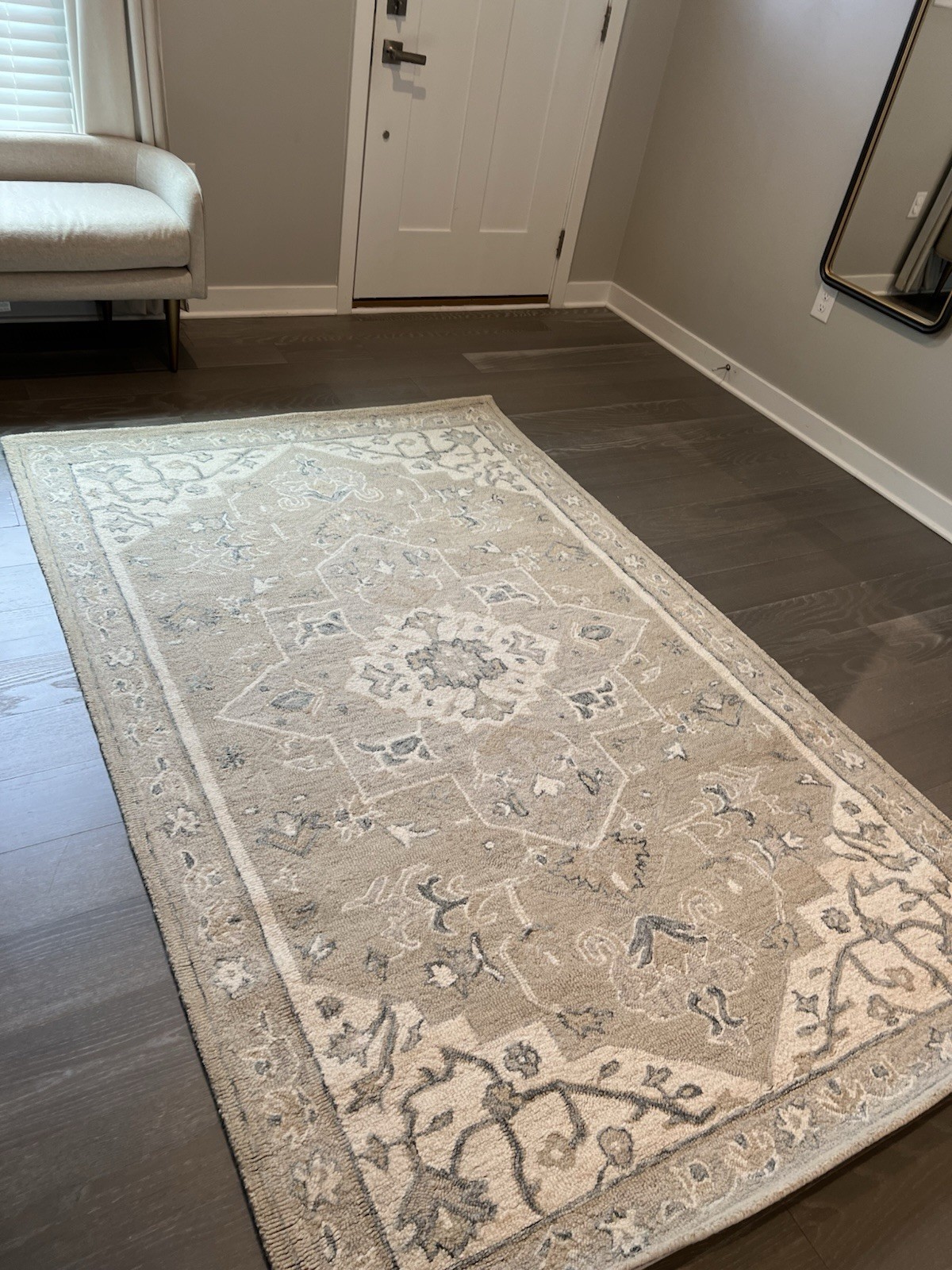 Safavieh Micro-Loop Area Rug 5×8 ft Light Grey Ivory Wool MLP505F Floral