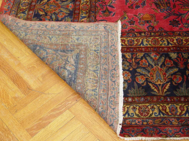 12.9 x 21 Antique Perrsian Kashaan Sarouuk Rug 1930’s Real Irran Mahagony