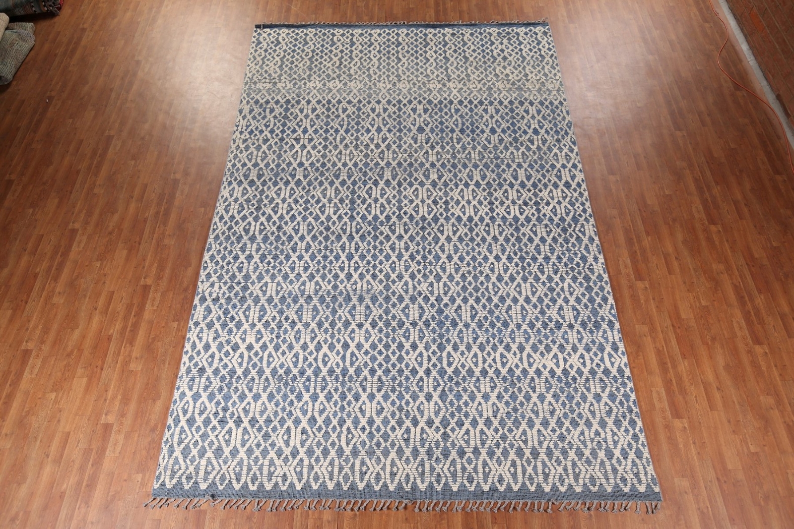 Luxury Hand-Knotted Contemporary Moroccan Wool Area Rugs Blue Large 10×15 ft