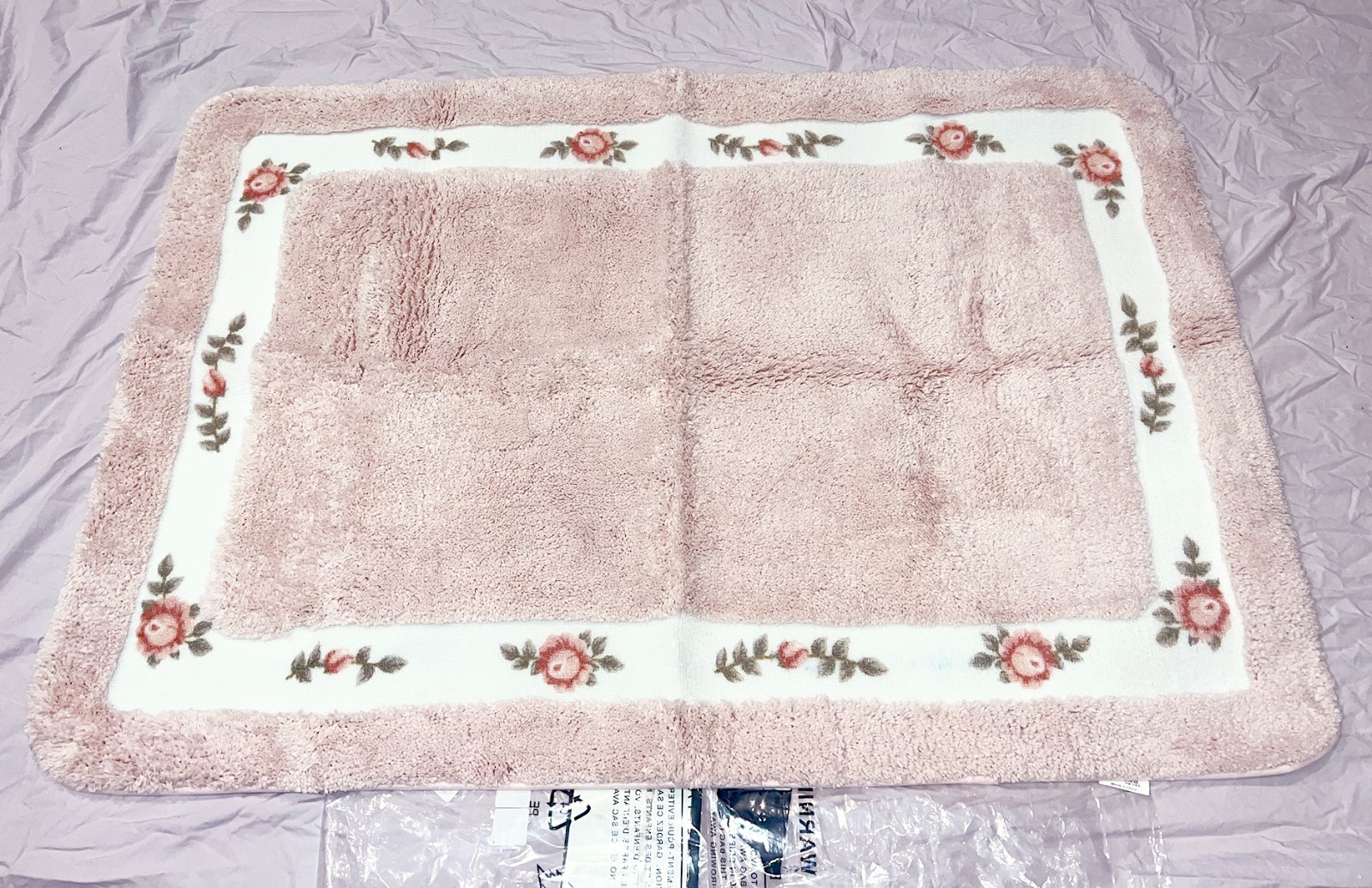 Pretty Pink Floral Romantic Rose Flower Shaggy Area Rug, Non-Slip Bath Mat 47×32