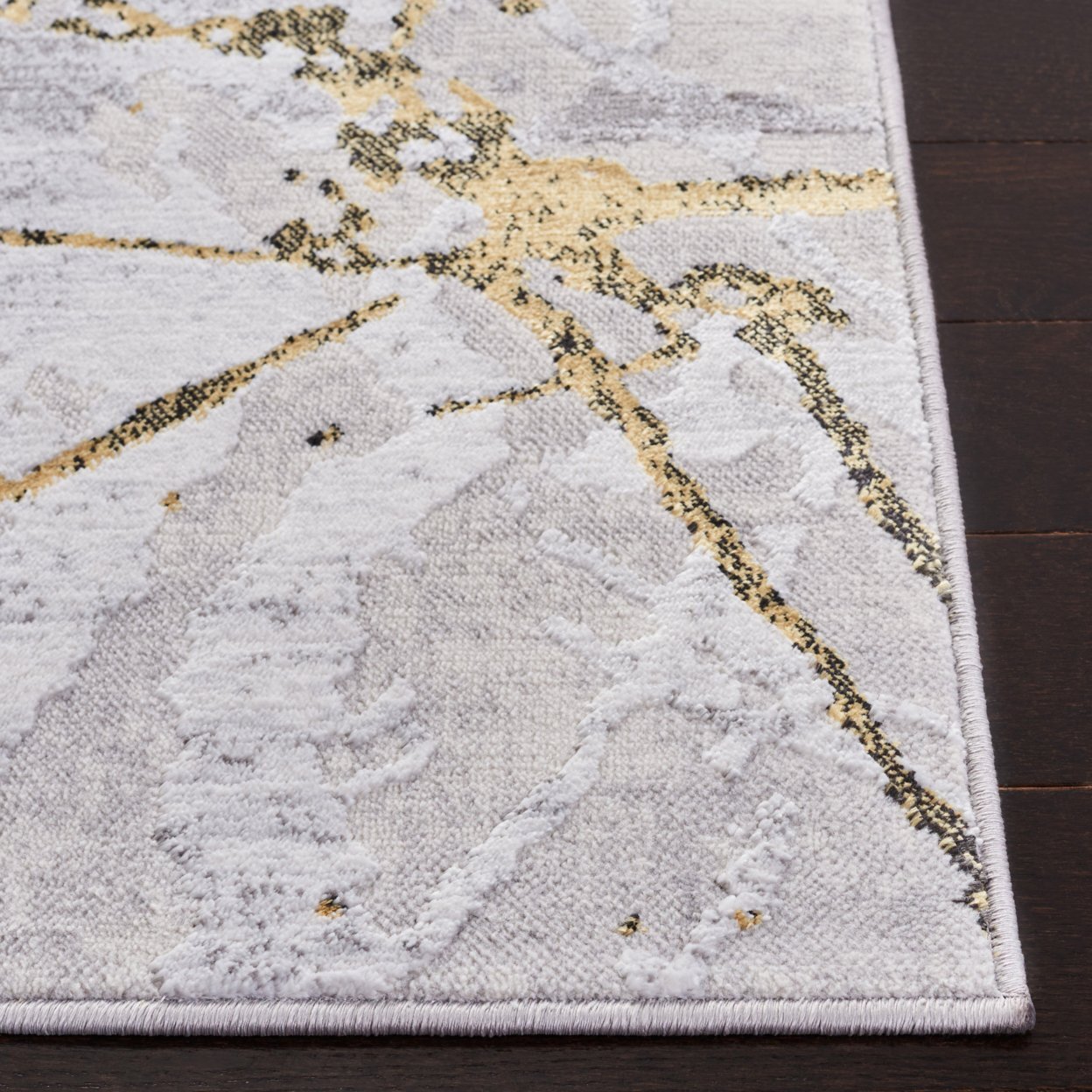 SAFAVIEH Contemporary Modern Abstract Area Rug Grey & Gold Amelia Collection