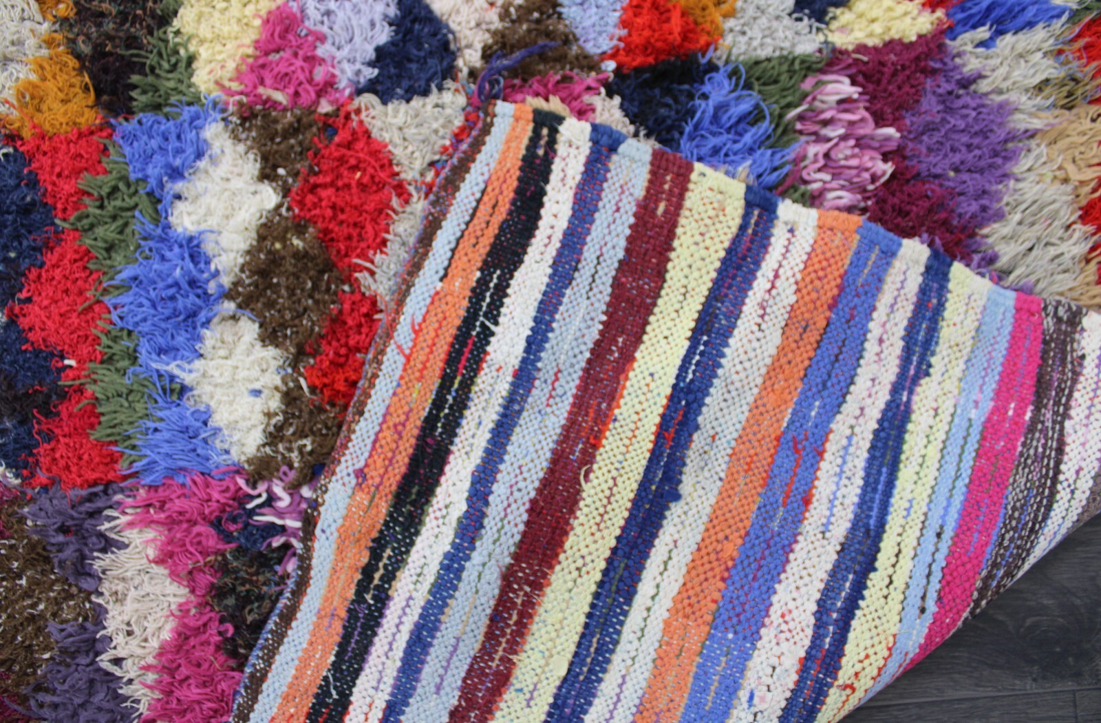 Boucherouite Moroccan Rug 3×7 – Colorful Berber Rug handmade rug wool rug boho