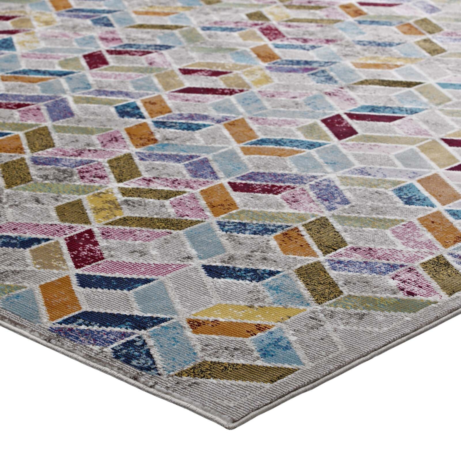 Geometric Modern Colorful Contemporary Abstract Mosaic 4×6 Area Rug