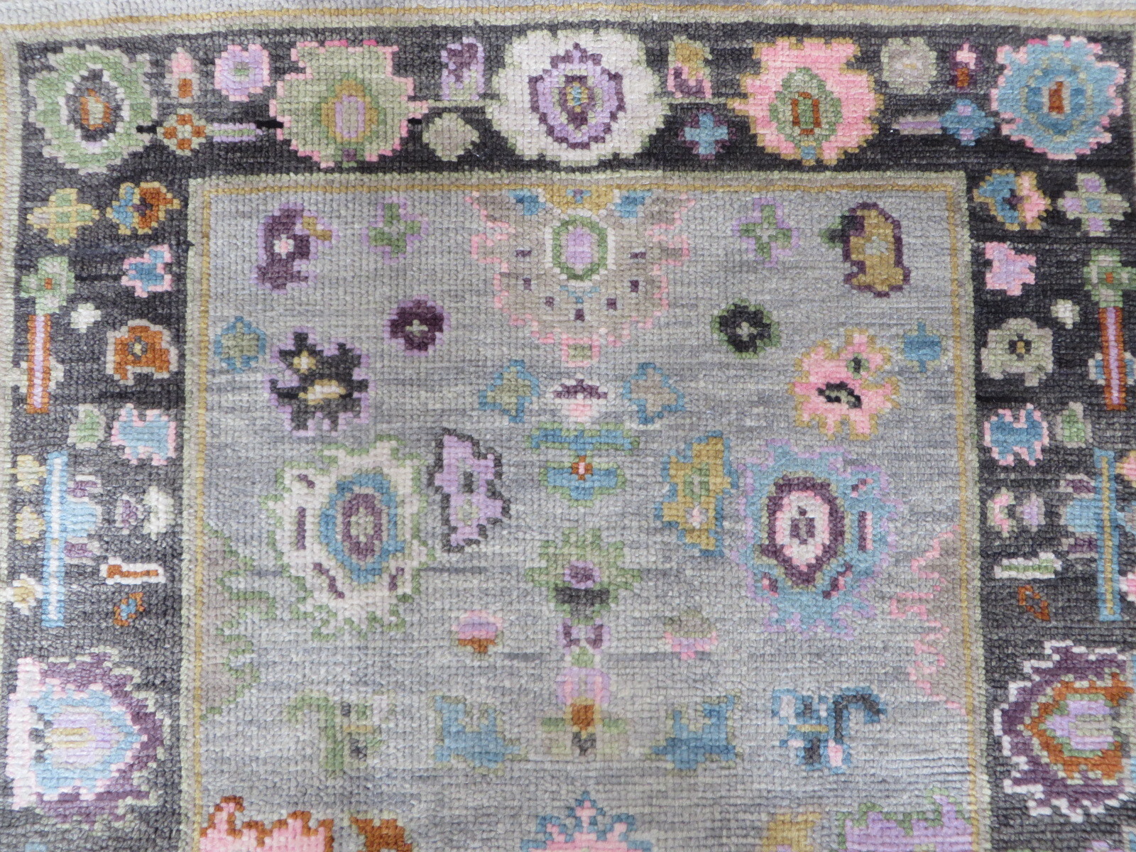 3 x 12’2 Runner Hand Knotted Gray Colorful Oushak Oriental Rug G13054