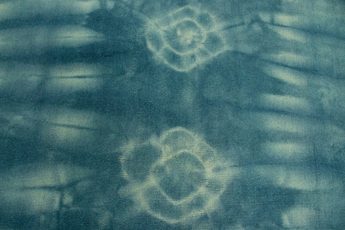 5×8 Hand-Tufted Teal Wool Rug Modern Tie-Dye Style Carpet Contemporary Decor
