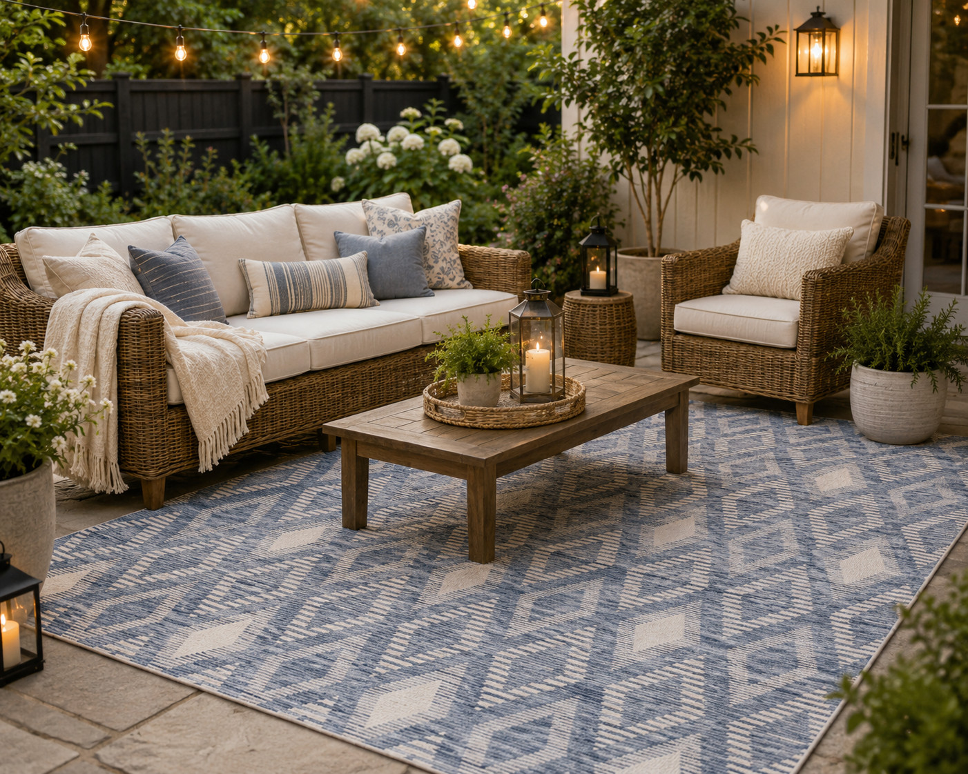 5ft3″ x 7ft3″ Rug Marbella- Diamond Patterned Outdoor Rug