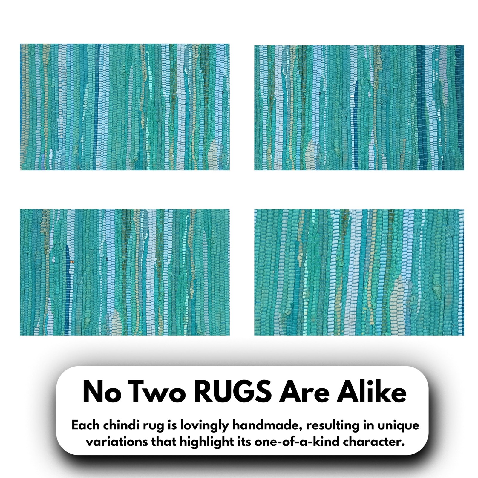 Ramanta Home Hand Woven 100% Cotton Chindi Rag Rug 2’x3′ – Teal, Recycled Rev…