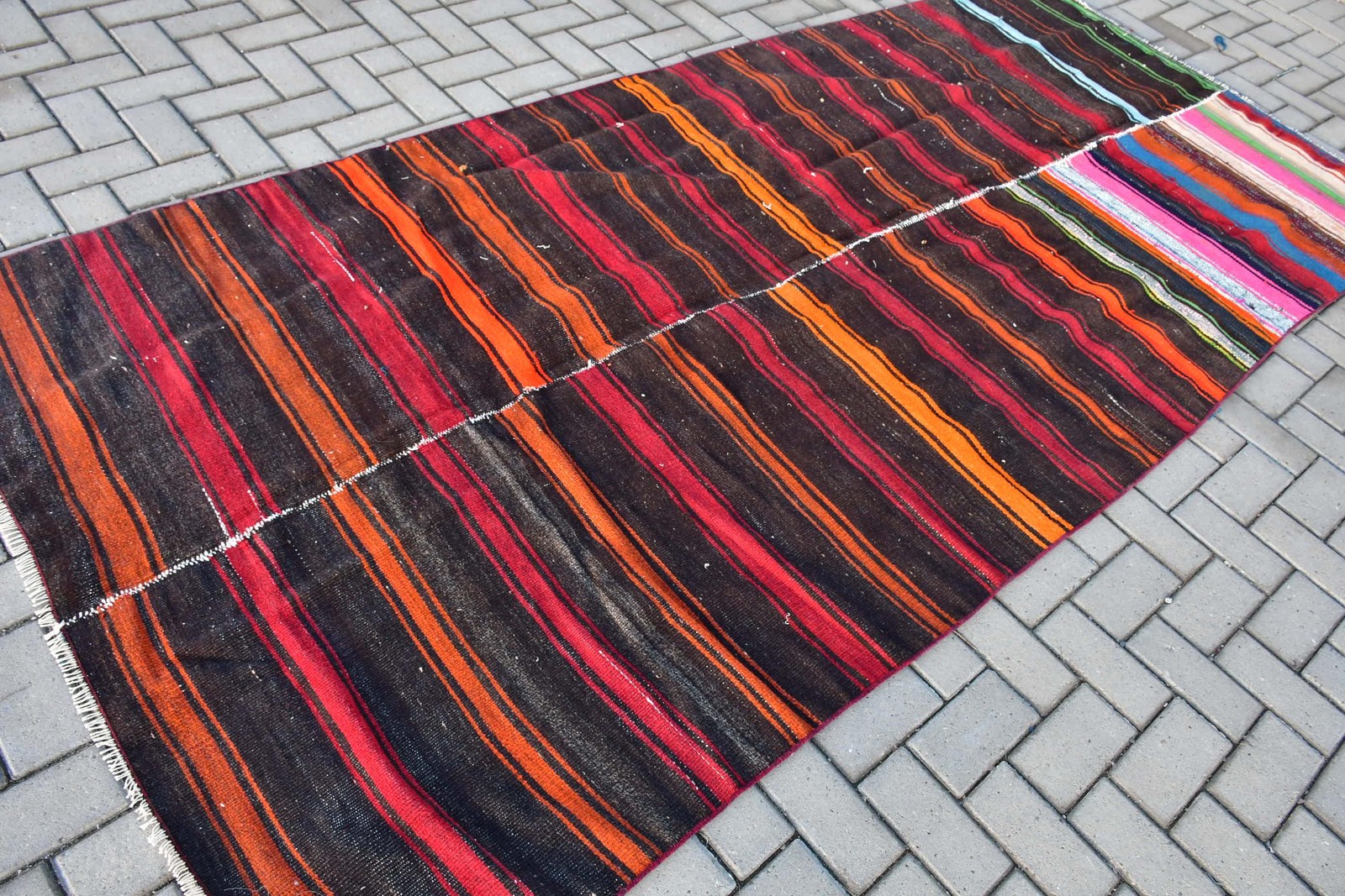 4,7×10,1 ft Turkish Rug, Vintage Large Rug, Red Brown Abstract Wool Rug