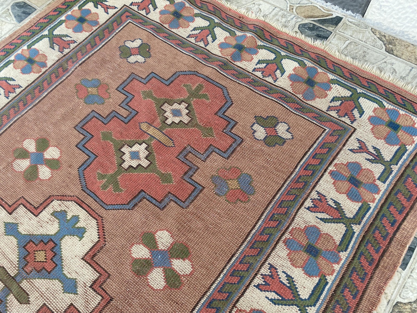 Turkish Kurdish Vintage Rug | 4.3 x 6.5 ft | Handwoven Anatolian Tribal Geometri