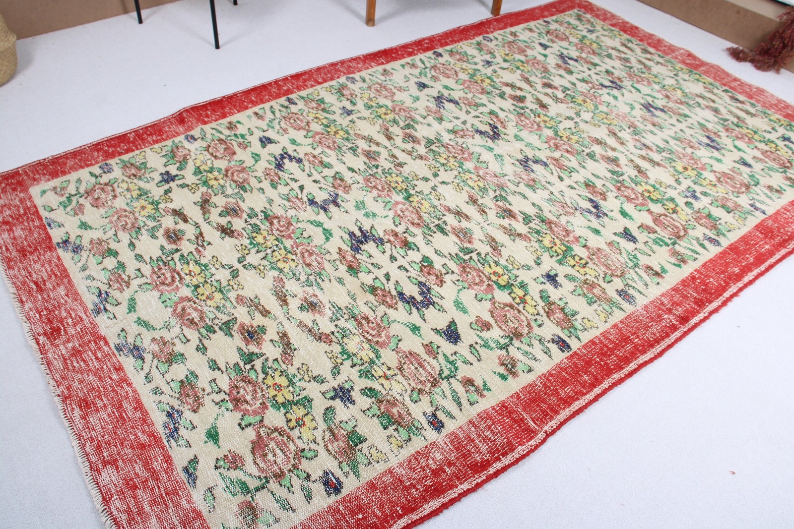 5,4×9,5 ft Rug, Vintage Turkish Rug, Red Wool Rug