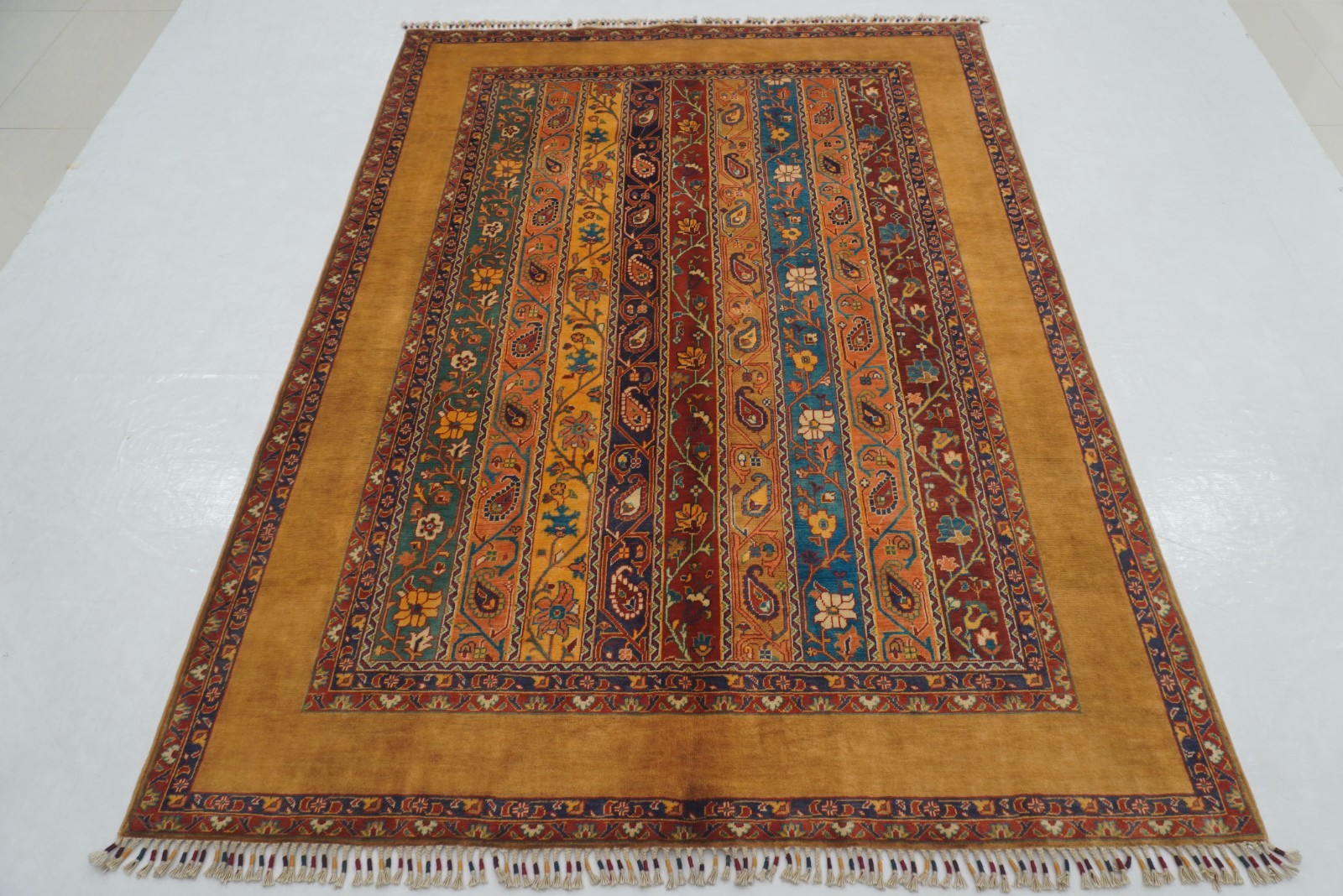 6×7 ft Brown Shaal Afghan Hand Knotted Wool Area Rug